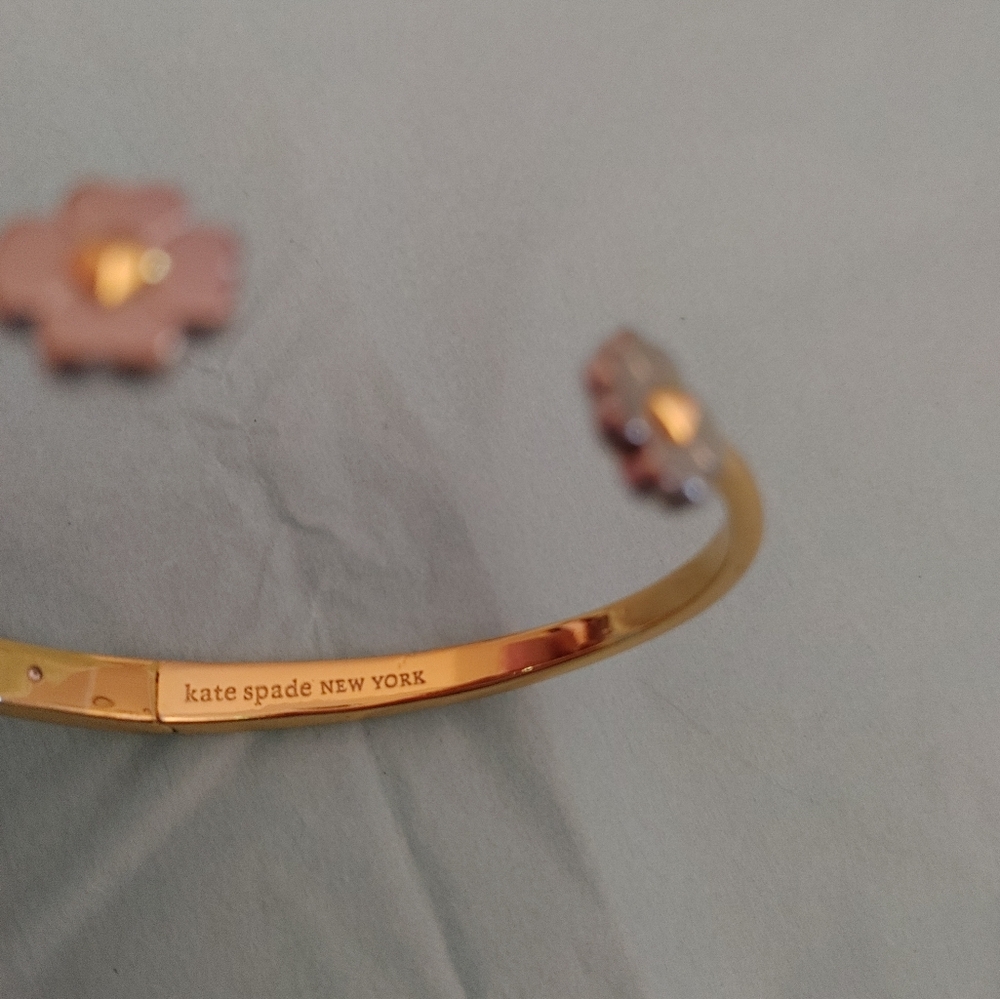 Kate Spade Gold and Silver KS Floral Open Clasp Bracelet - Picture 6 of 6